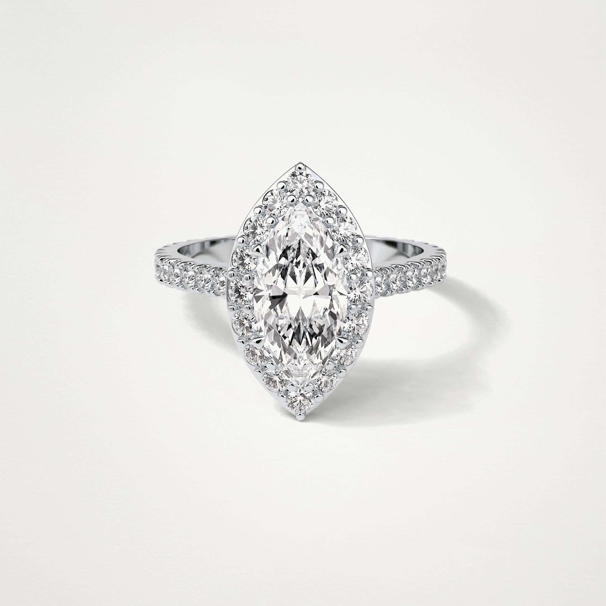 Marquise Halo & Pave Engagement Ring – 1.58 CT Lab-Created Brilliance in 10K/14K/18K Gold