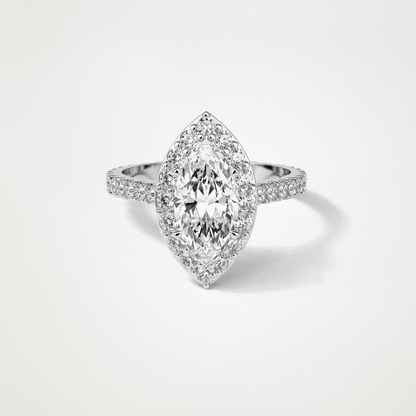 Marquise Halo & Pave Engagement Ring – 1.58 CT Lab-Created Brilliance in 10K/14K/18K Gold