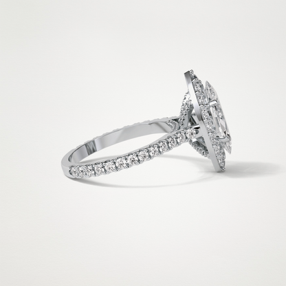 Marquise Halo & Pave Engagement Ring – 1.58 CT Lab-Created Brilliance in 10K/14K/18K Gold