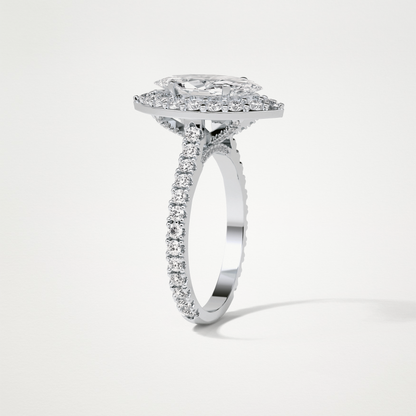 Marquise Halo & Pave Engagement Ring – 1.58 CT Lab-Created Brilliance in 10K/14K/18K Gold