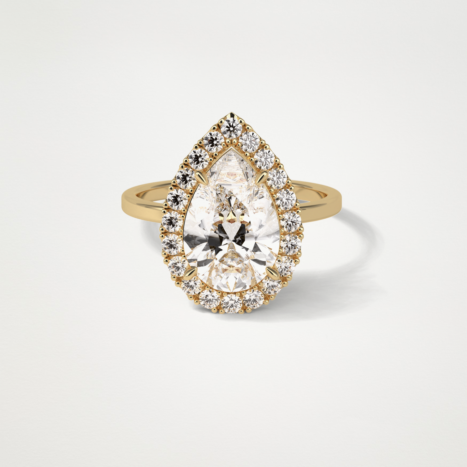 Pear Halo Engagement Ring – 3.10CT  Lab-Created Brilliance in 10K/14K/18K Gold