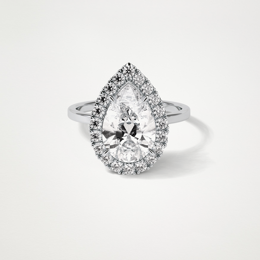 Pear Halo Engagement Ring – 3.10CT  Lab-Created Brilliance in 10K/14K/18K Gold