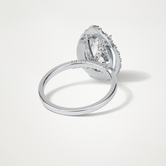Pear Halo Engagement Ring – 3.10CT  Lab-Created Brilliance in 10K/14K/18K Gold