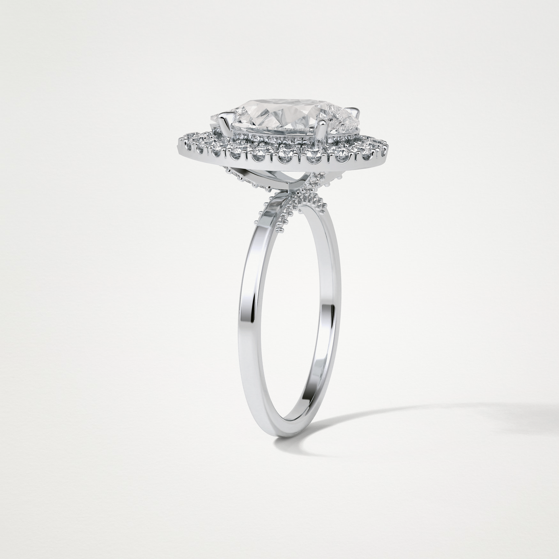 Pear Halo Engagement Ring – 3.10CT  Lab-Created Brilliance in 10K/14K/18K Gold