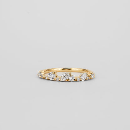 0.29 TCW Pear, Round & Marquise Shaped Multi Stone Moissanite Wedding Band