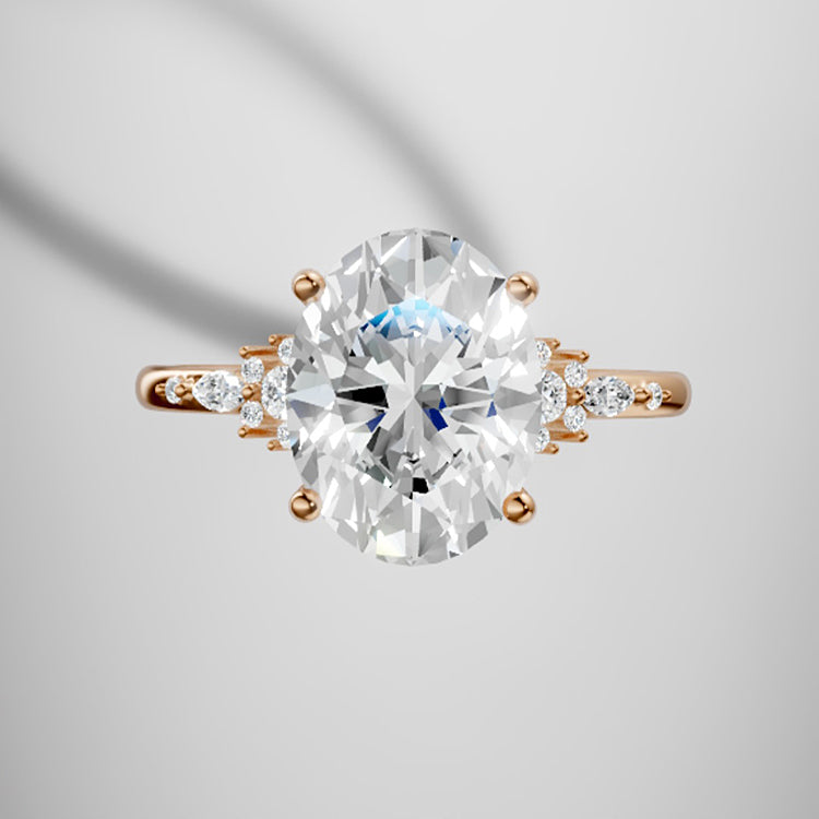Marquise Shaped Three Stone Lab Grown Diamond Engagement Ring