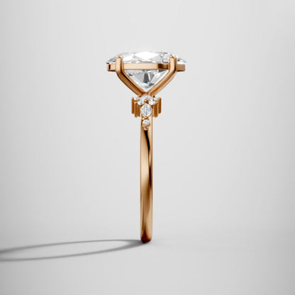 Marquise Shaped Three Stone Lab Grown Diamond Engagement Ring