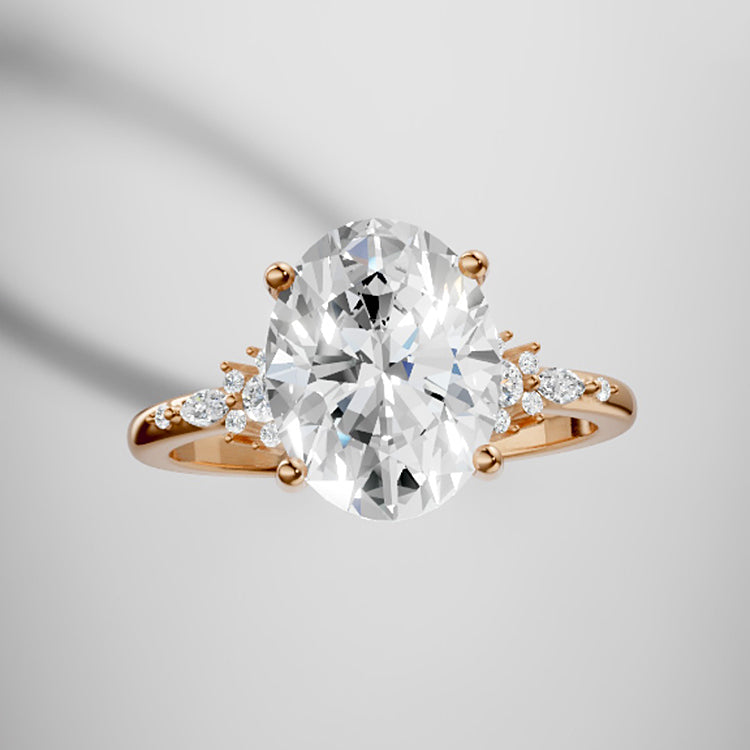 Marquise Shaped Three Stone Lab Grown Diamond Engagement Ring