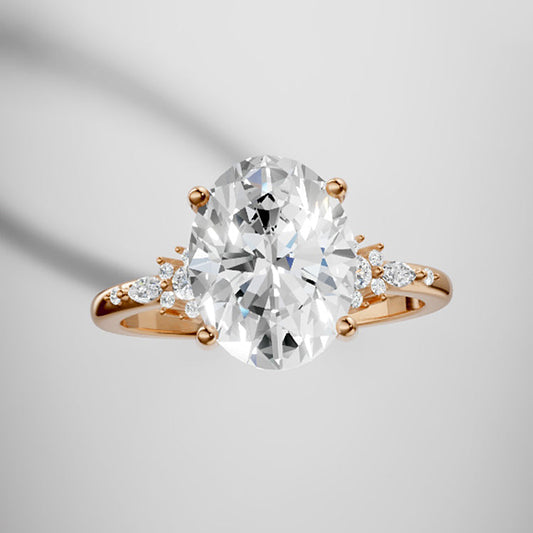 Marquise Shaped Three Stone Lab Grown Diamond Engagement Ring