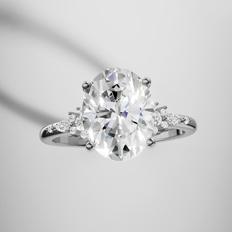 Marquise Shaped Three Stone Lab Grown Diamond Engagement Ring