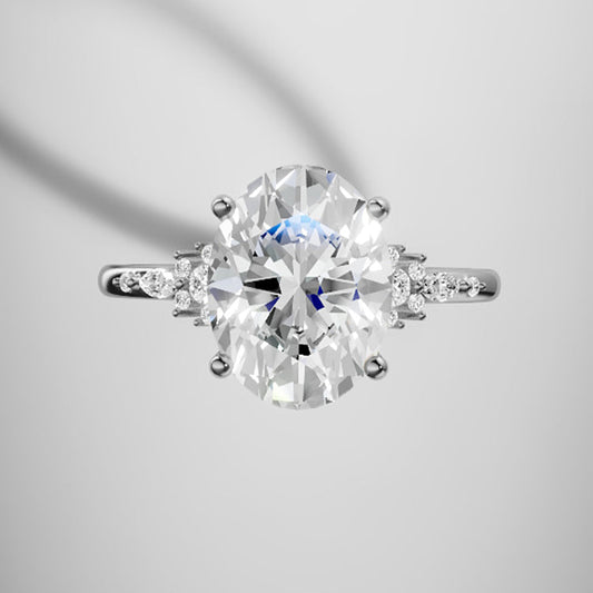 Marquise Shaped Three Stone Lab Grown Diamond Engagement Ring