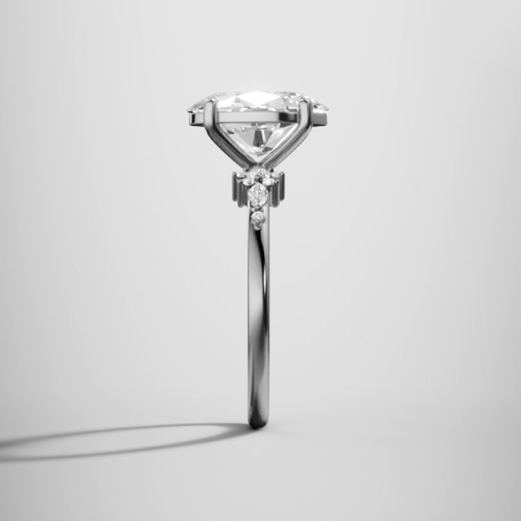 Marquise Shaped Three Stone Lab Grown Diamond Engagement Ring