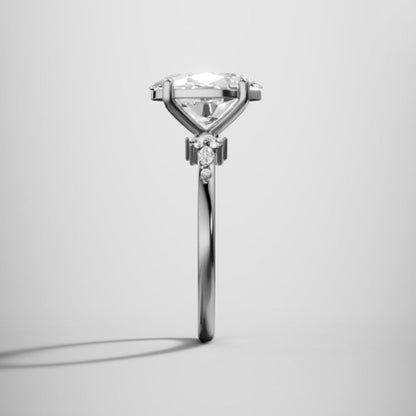 Marquise Shaped Three Stone Lab Grown Diamond Engagement Ring