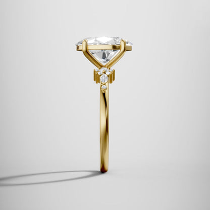 Marquise Shaped Three Stone Lab Grown Diamond Engagement Ring