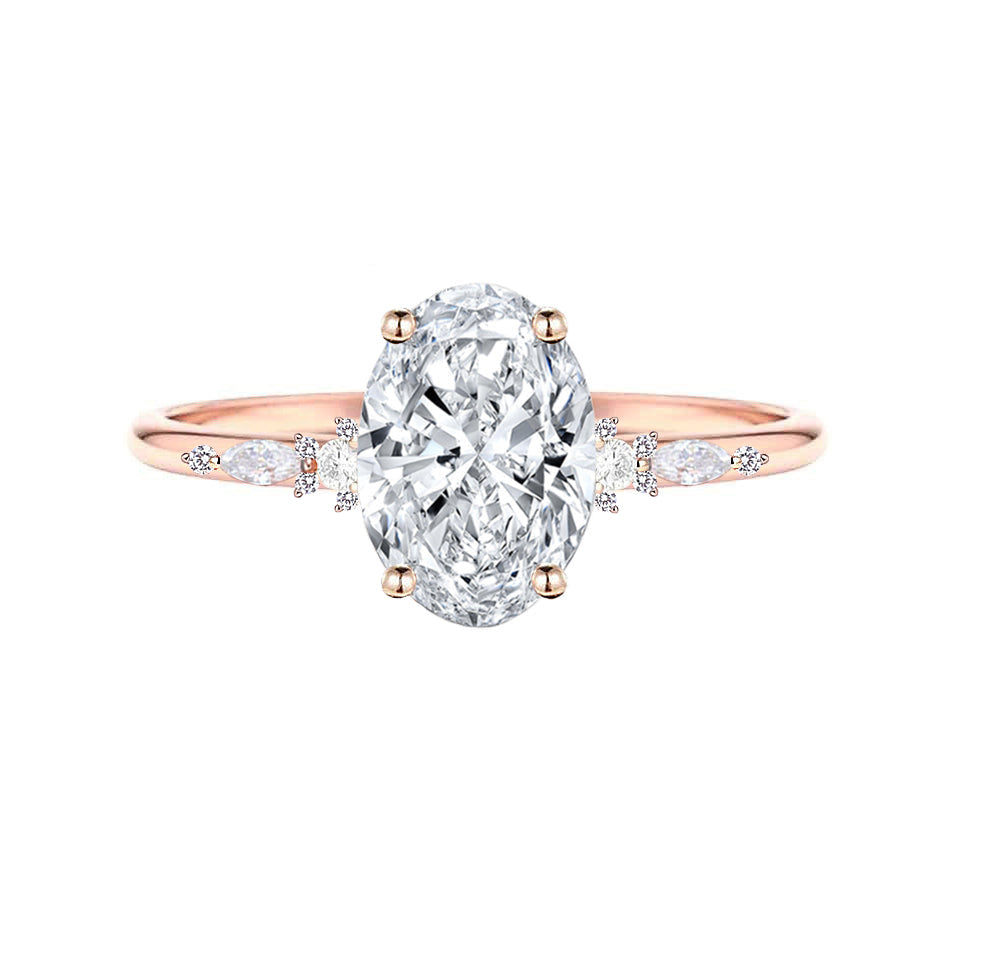 Marquise Shaped Three Stone Lab Grown Diamond Engagement Ring