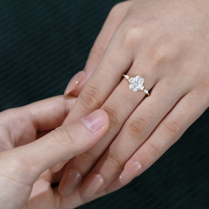 2.5 CT Oval Shaped Nature Inspired Moissanite Engagement Ring