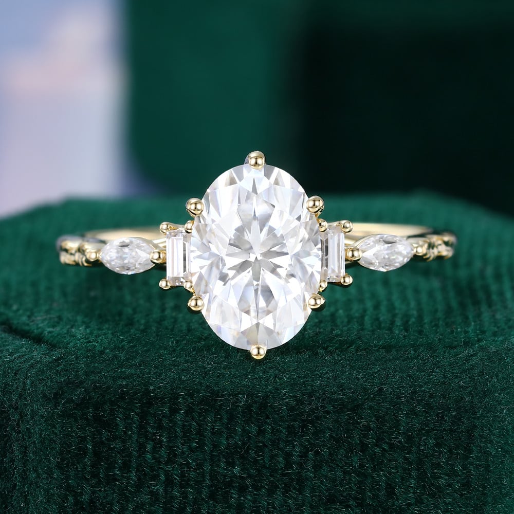 2.5 CT Oval Shaped Nature Inspired Moissanite Engagement Ring