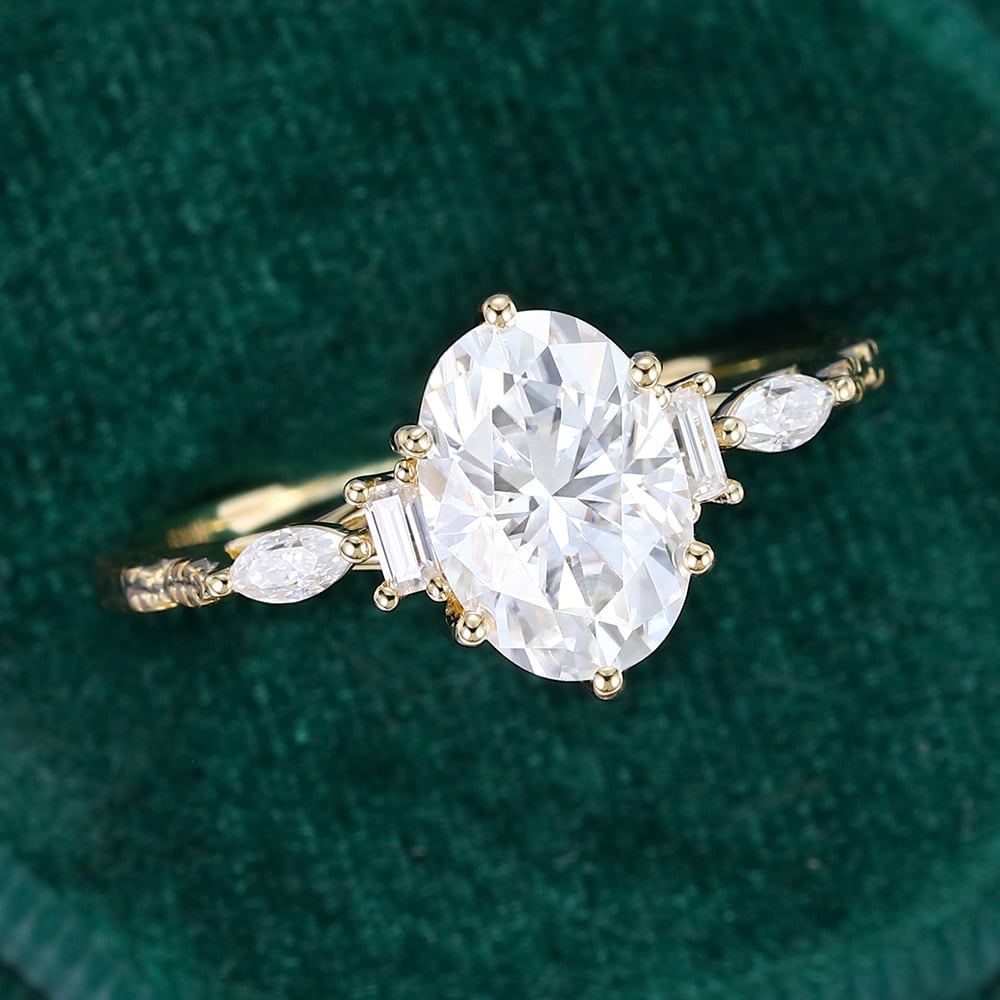 2.5 CT Oval Shaped Nature Inspired Moissanite Engagement Ring
