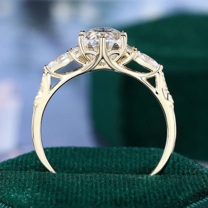 2.5 CT Oval Shaped Nature Inspired Moissanite Engagement Ring