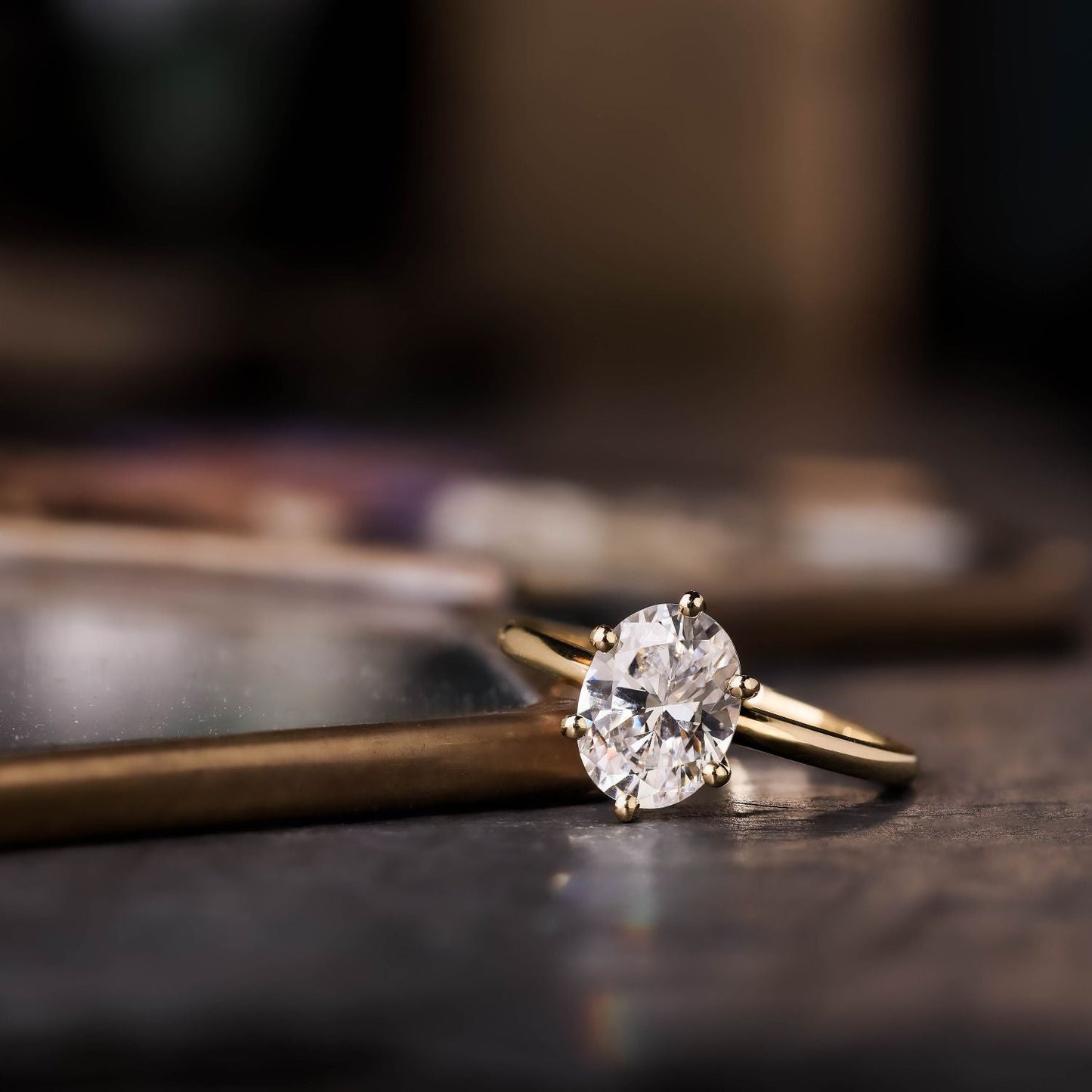Marquise Shaped Three Stone Lab Grown Diamond Engagement Ring