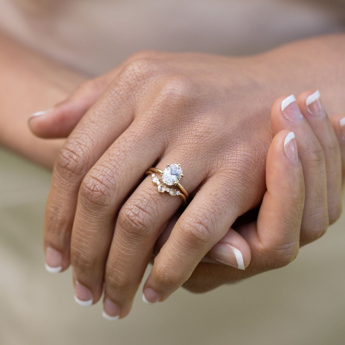 Marquise Shaped Three Stone Lab Grown Diamond Engagement Ring