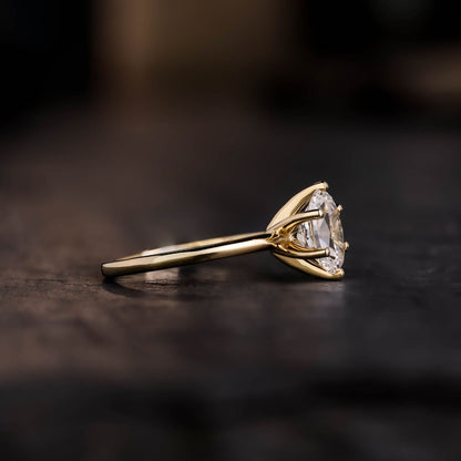 Marquise Shaped Three Stone Lab Grown Diamond Engagement Ring