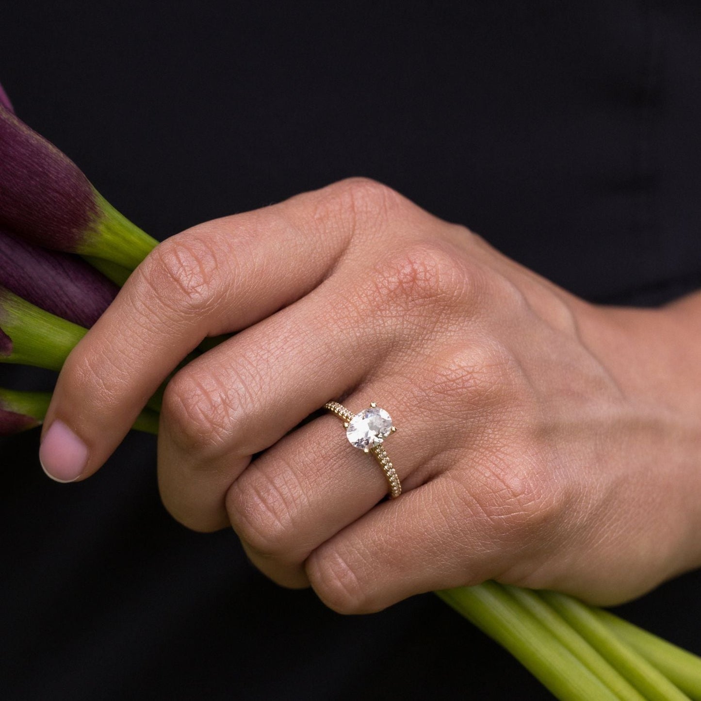 Marquise Shaped Three Stone Lab Grown Diamond Engagement Ring