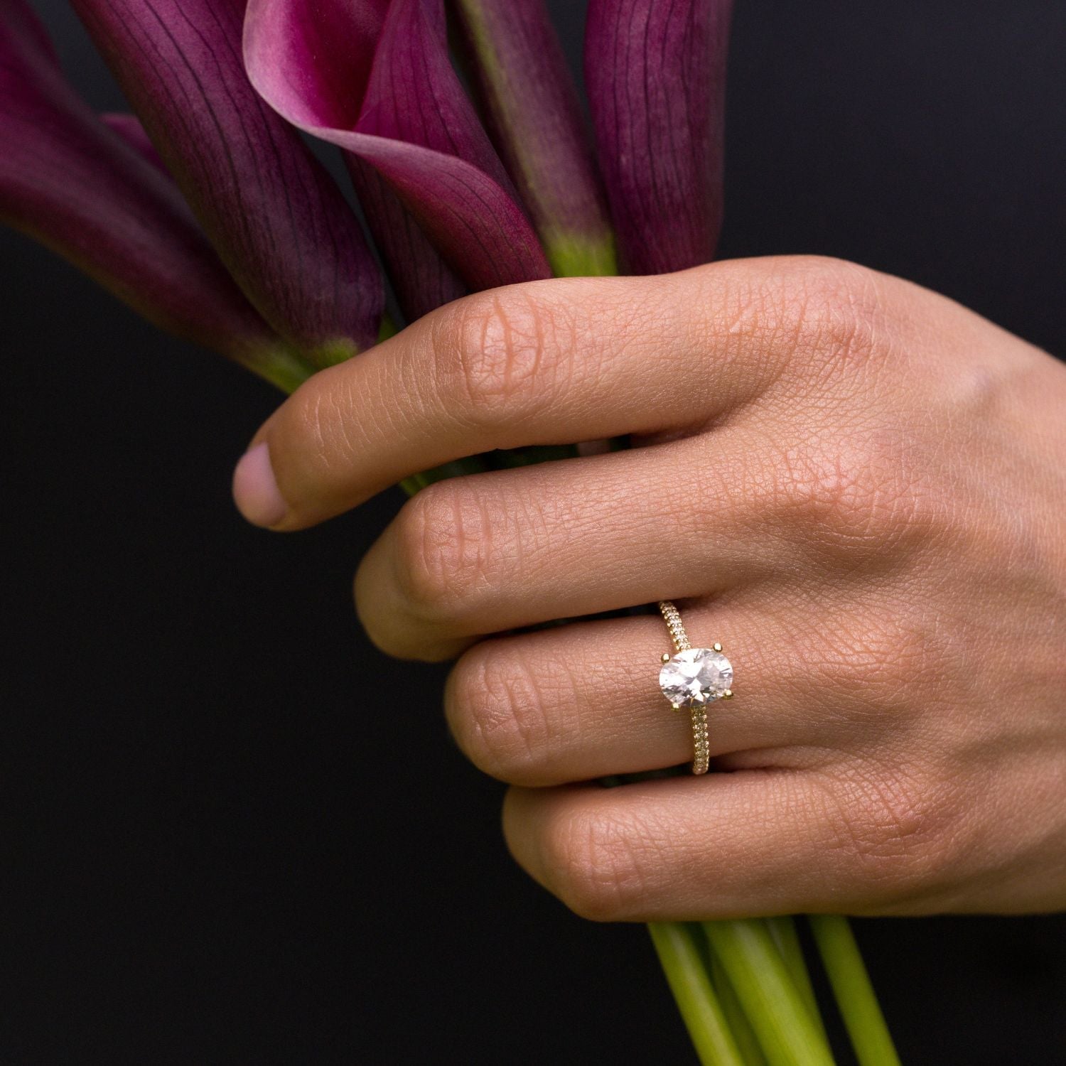 Marquise Shaped Three Stone Lab Grown Diamond Engagement Ring