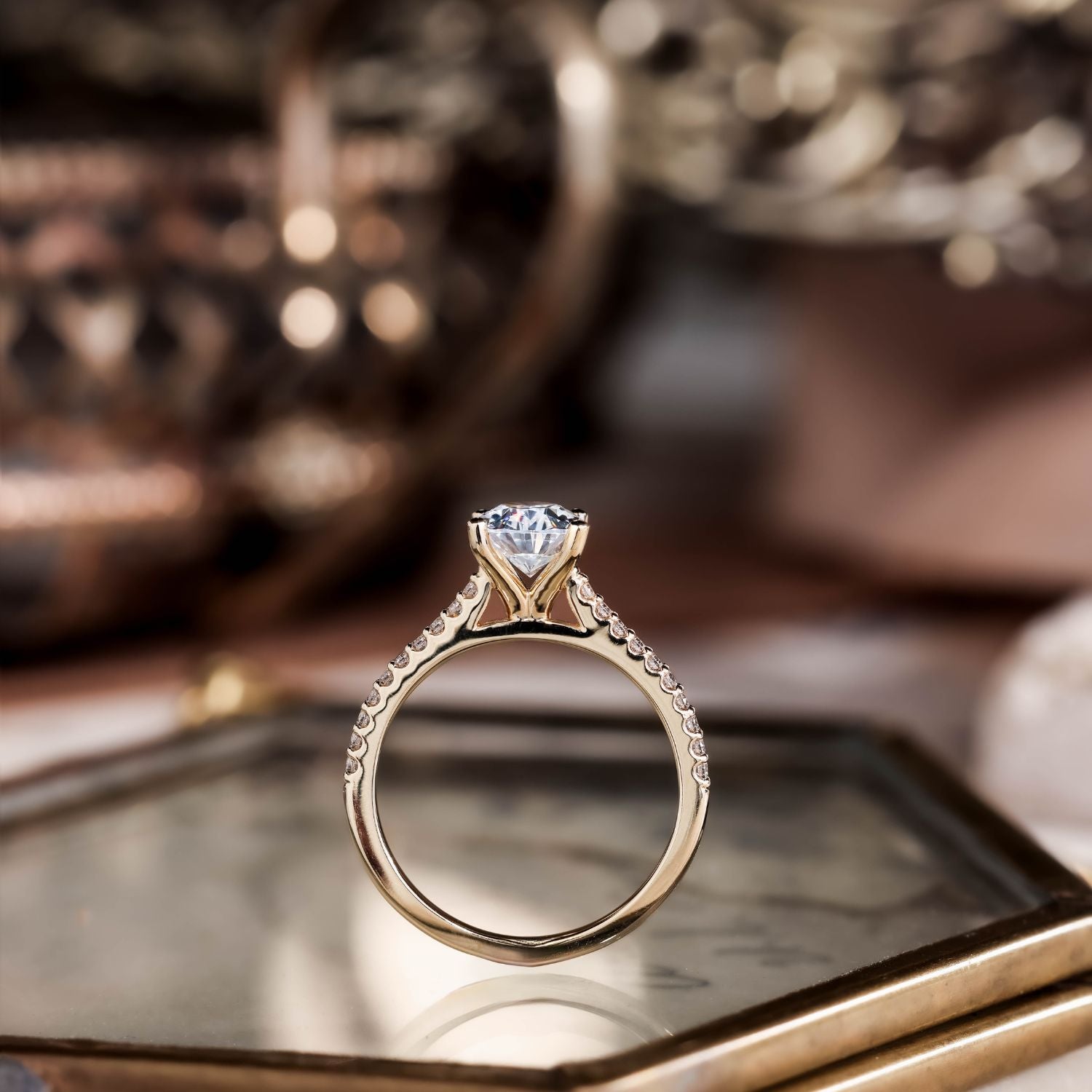 Marquise Shaped Three Stone Lab Grown Diamond Engagement Ring