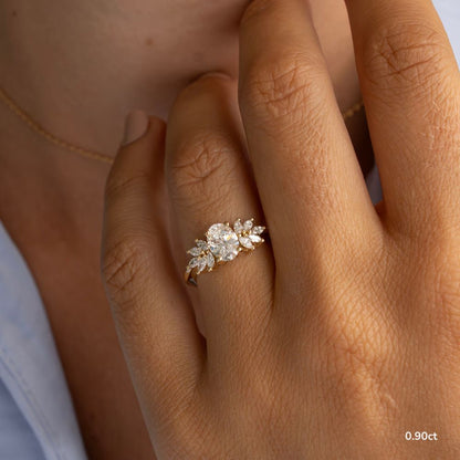 Marquise Shaped Three Stone Lab Grown Diamond Engagement Ring