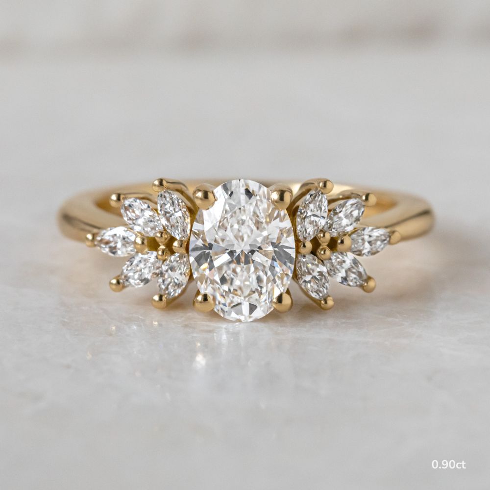 Marquise Shaped Three Stone Lab Grown Diamond Engagement Ring