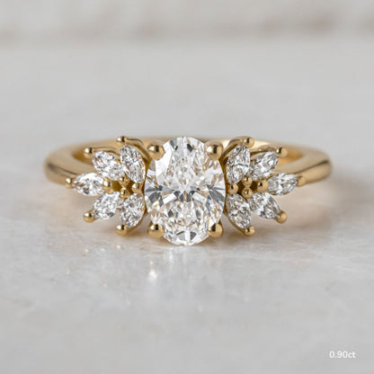 Marquise Shaped Three Stone Lab Grown Diamond Engagement Ring