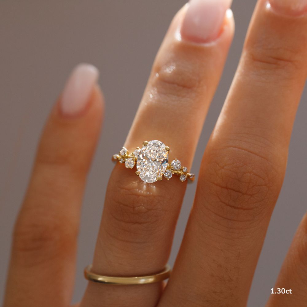 Marquise Shaped Three Stone Lab Grown Diamond Engagement Ring