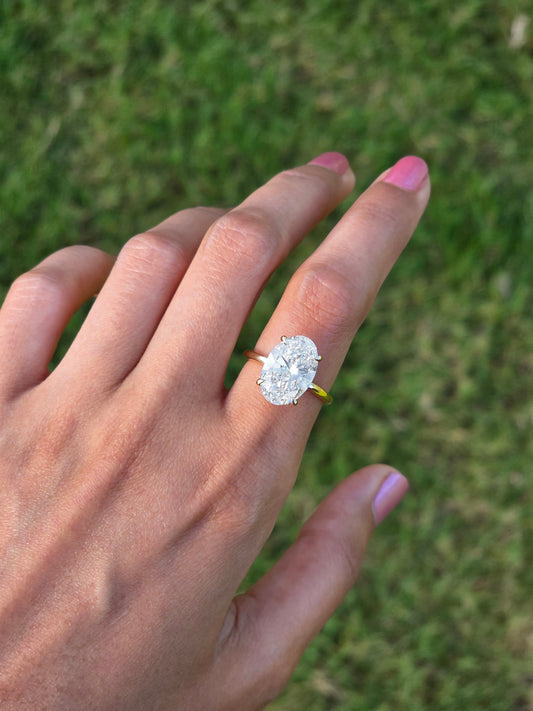 Marquise Shaped Three Stone Lab Grown Diamond Engagement Ring