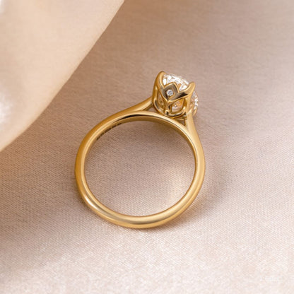 Marquise Shaped Three Stone Lab Grown Diamond Engagement Ring