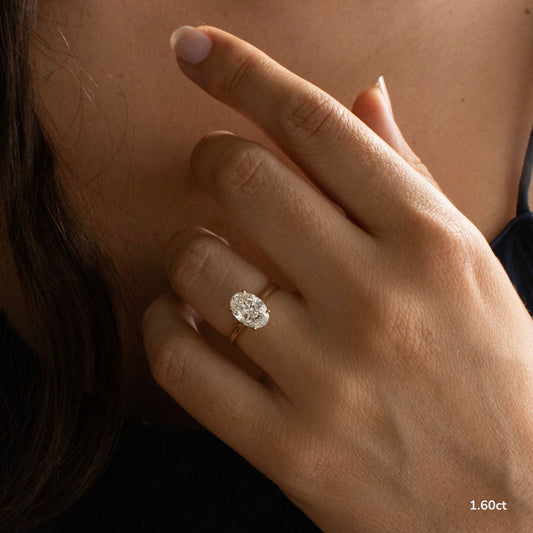 Marquise Shaped Three Stone Lab Grown Diamond Engagement Ring