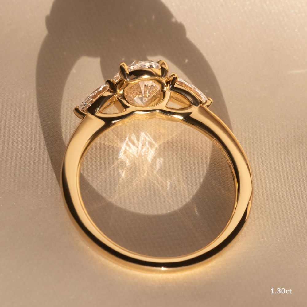 Marquise Shaped Three Stone Lab Grown Diamond Engagement Ring