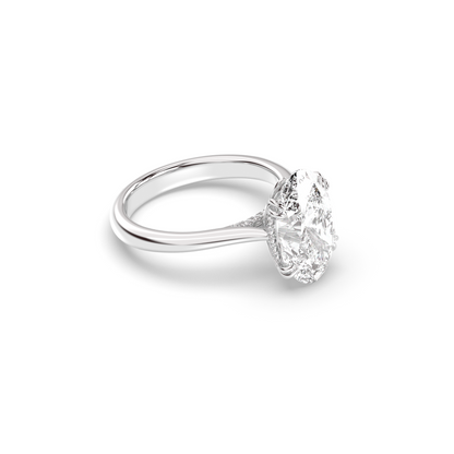 Marquise Shaped Three Stone Lab Grown Diamond Engagement Ring