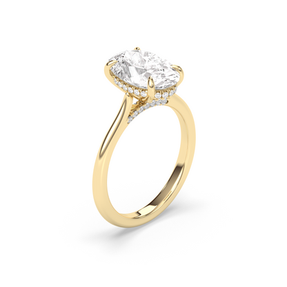 Marquise Shaped Three Stone Lab Grown Diamond Engagement Ring