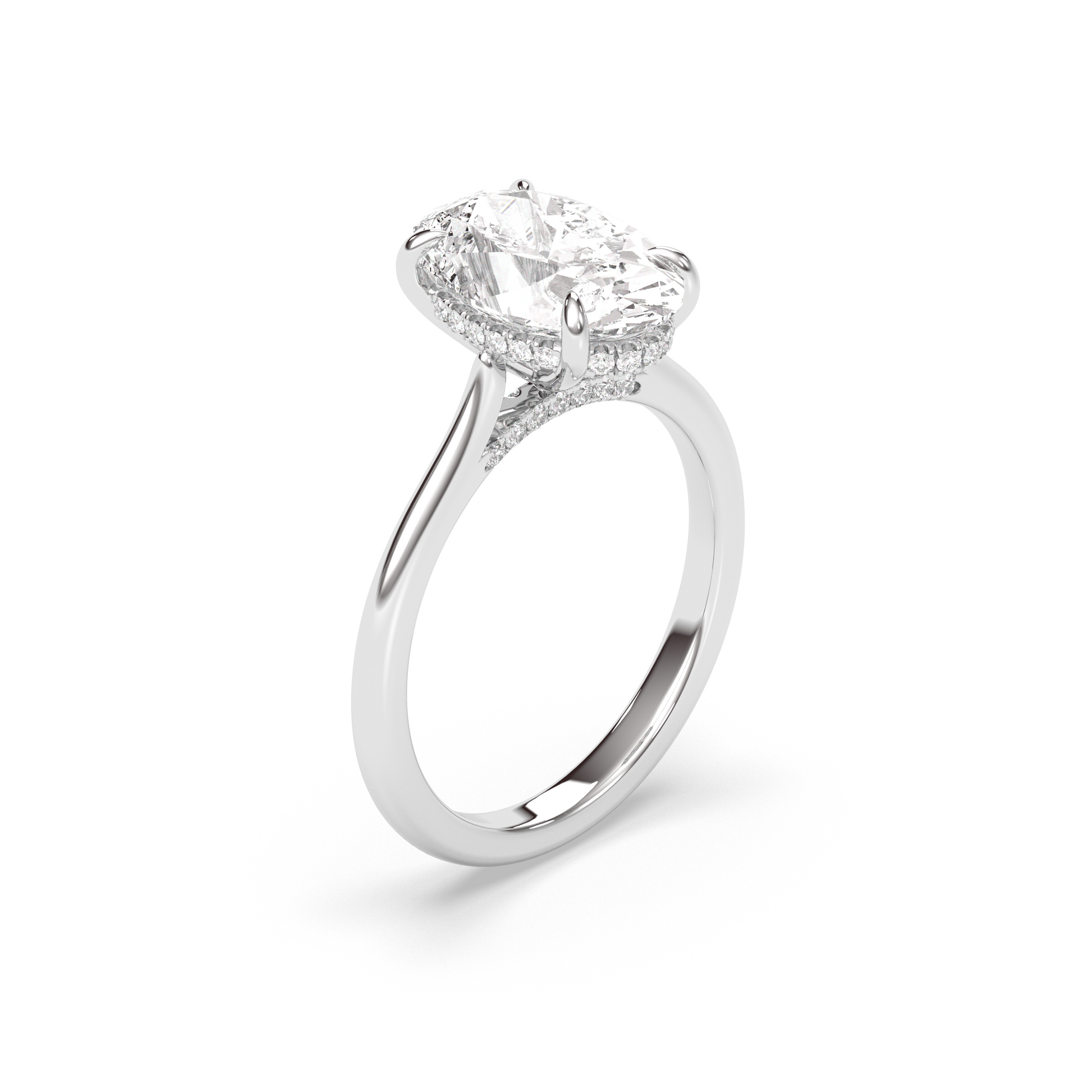 Marquise Shaped Three Stone Lab Grown Diamond Engagement Ring