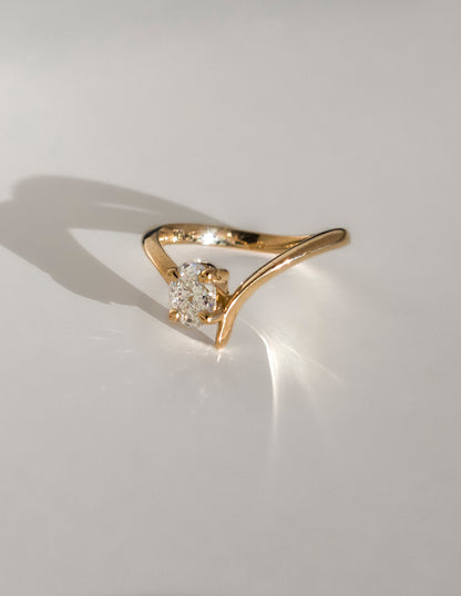 0.45 CT Oval Moissanite Engagement Ring with Swirl Solitaire Minimal Design