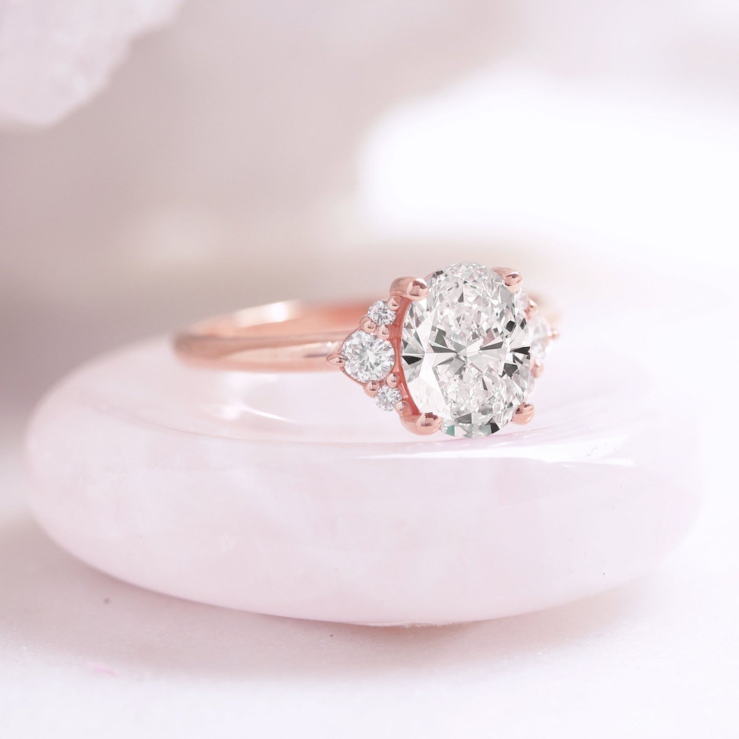 2.9 Carats Emerald Pave Styled Moissanite Engagement Ring