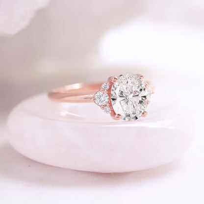 2.9 Carats Emerald Pave Styled Moissanite Engagement Ring