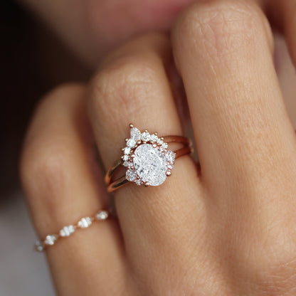 2.9 Carats Emerald Pave Styled Moissanite Engagement Ring