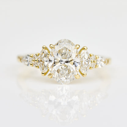 Marquise Shaped Three Stone Lab Grown Diamond Engagement Ring