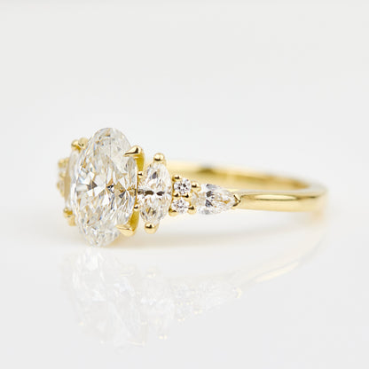Marquise Shaped Three Stone Lab Grown Diamond Engagement Ring