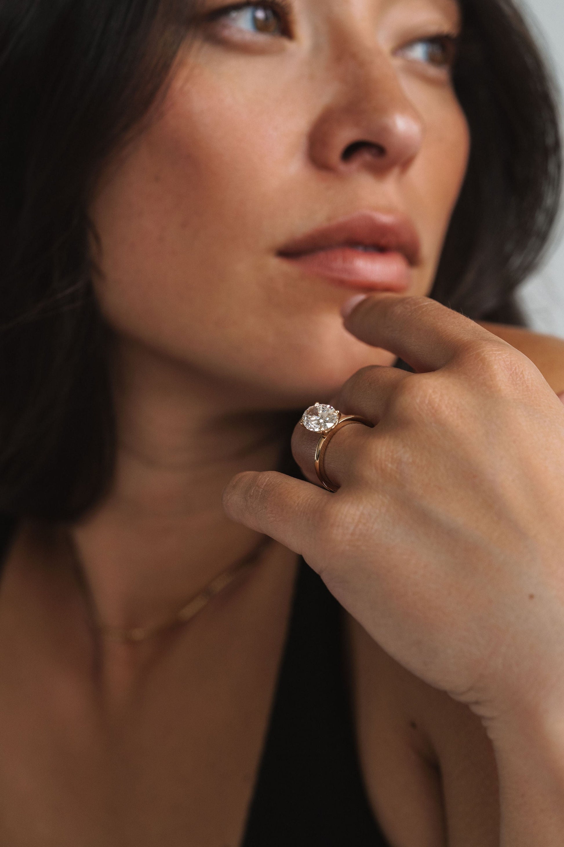 Marquise Shaped Three Stone Lab Grown Diamond Engagement Ring