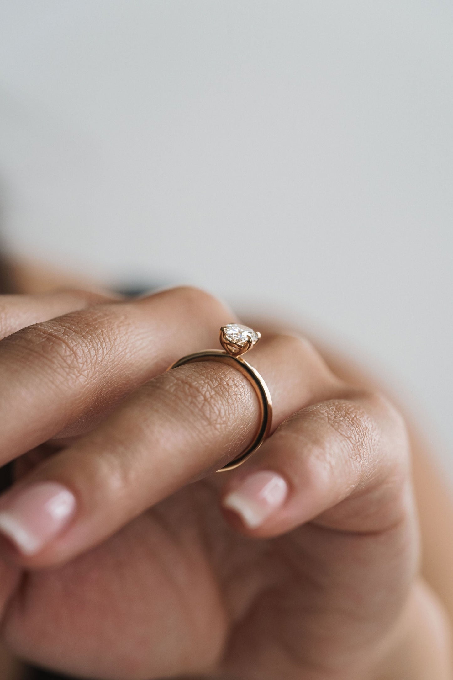 Marquise Shaped Three Stone Lab Grown Diamond Engagement Ring