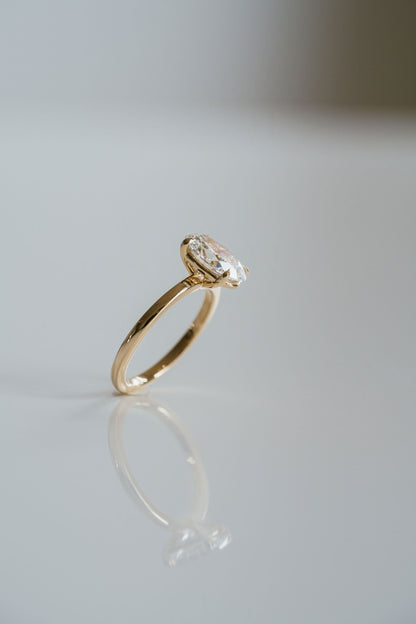 Marquise Shaped Three Stone Lab Grown Diamond Engagement Ring