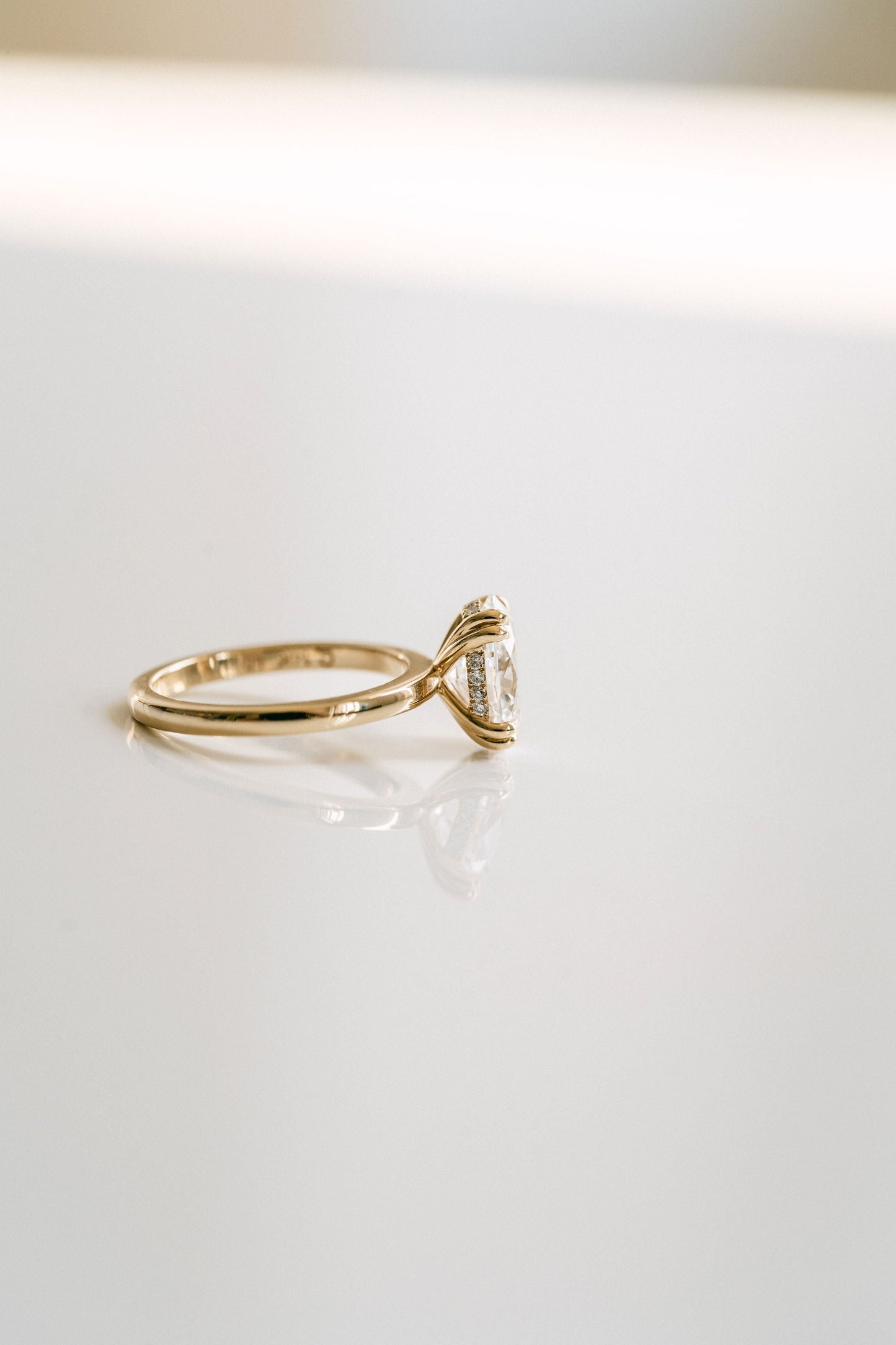 Marquise Shaped Three Stone Lab Grown Diamond Engagement Ring